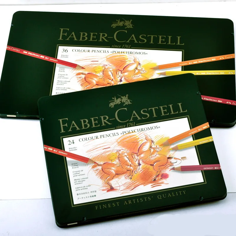 

Faber-Castell Green Tin Box Polychromos Artists' Color Pencil 12/24/36/60/120 Colour Professional Art Painting Coloring Set