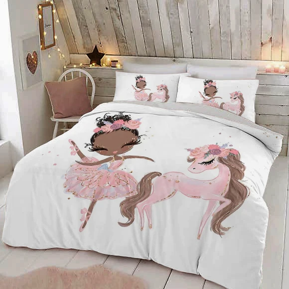 Lovely Princess kids Comforter Bedding Set 135X200 Duvet Cover Set For Girls Bed Duvet Nordic Bed Cover 150 Twin Size Bedding
