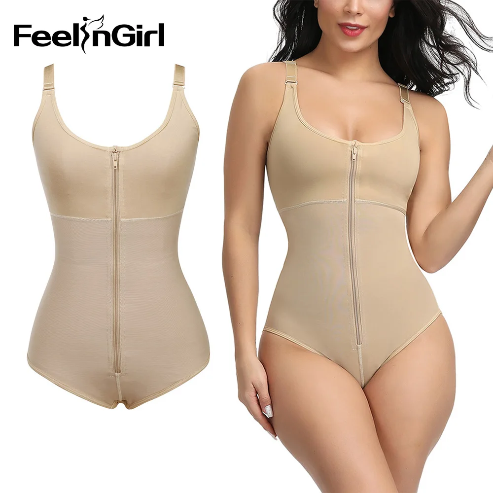 FeelinGirl нижнее белье для похудения твердый контроль животика формирователь тела Молния и крюк корсет талии тренер Послеродовое восстановление боди