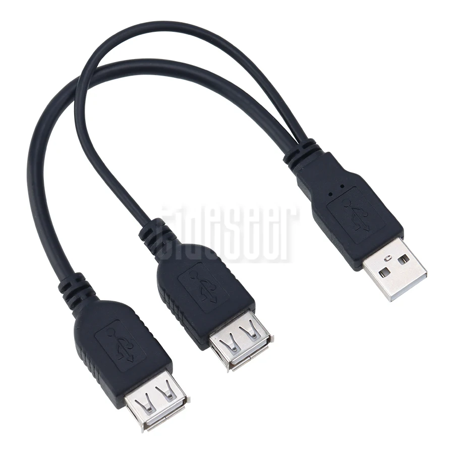 Günstig 21cm USB 2,0 Männlich Zu 2 Dual USB Weibliche Jack Y Splitter Hub Adapter Kabel Schwarz 300 Stücke