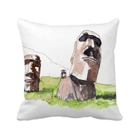 moai statues in easter island throw pillow square cover