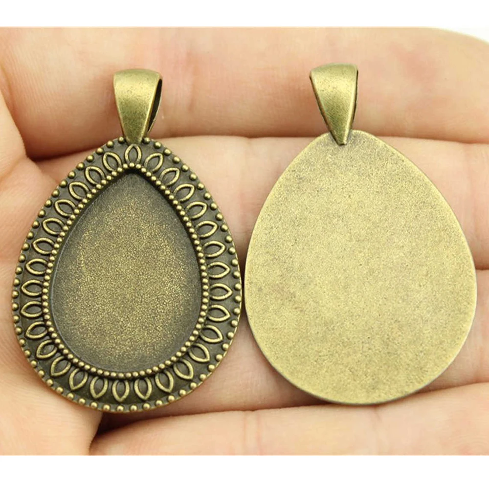 

diy charms for jewelry making pendant 18x25mm Water Drop Simple Side Perforation Style pendant base 4pcs