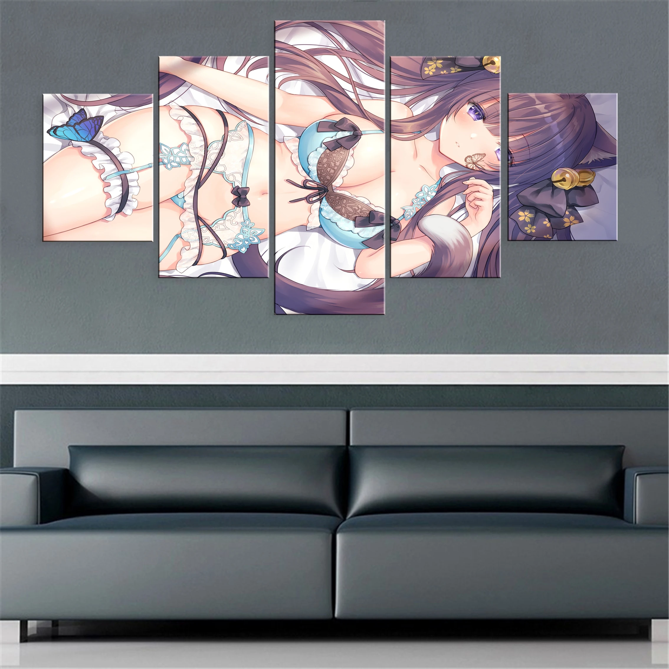 

Anime Bikini Girl 5 Piece Canvas Painting Poster Sexy Beauty Wall Artwork Decor Modular Decoration Picture Home Printed