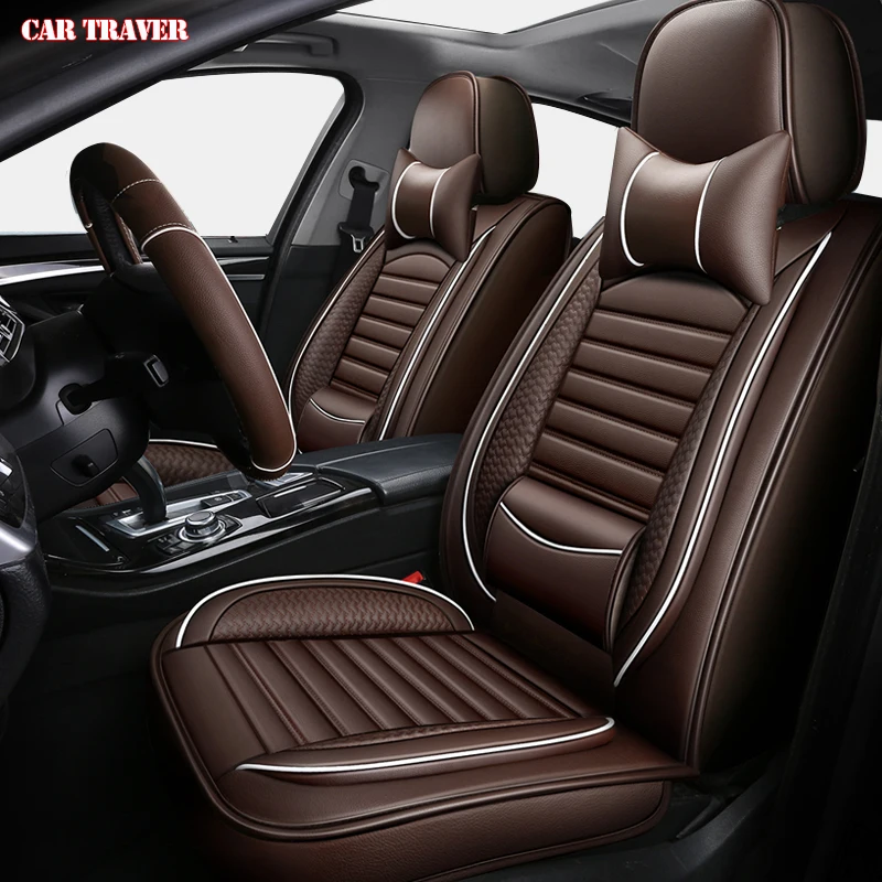 

CAR TRAVEL Leather Auto Universal Car Seat Covers Four Seasons Automobile Covers For Toyota Hyundai Kia Lexus BMW Waterproof
