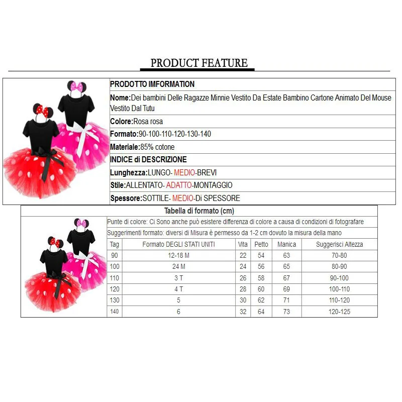 2018 летнее платье для девочек нарядное с Минни Маус маскарадный костюм + повязка