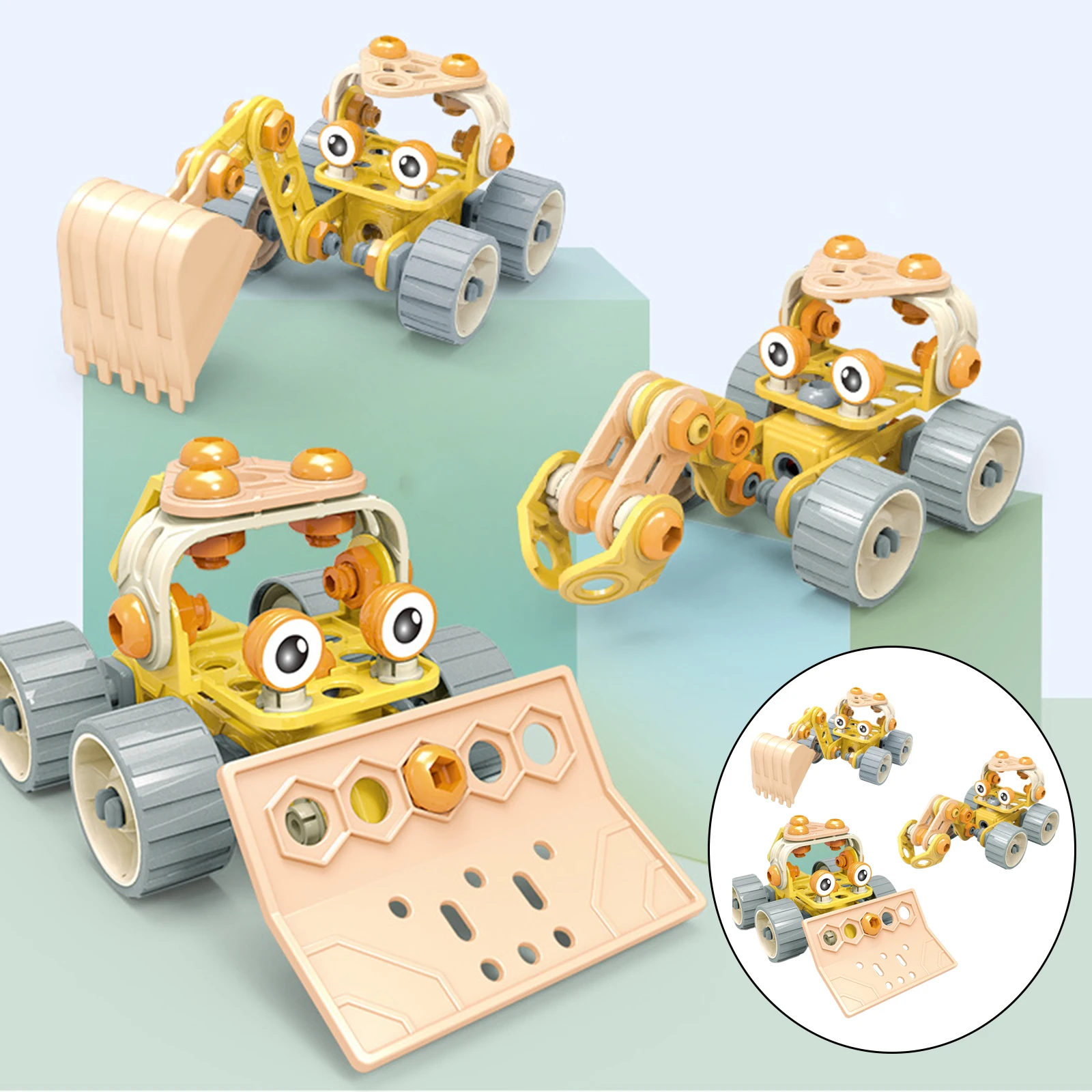 

DIY Rubber Vehicle Screw Assembly Toy Building Block Hands-on Car Game