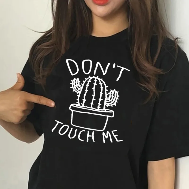 Женская забавная футболка с надписью Don't Touch Me женские повседневные черные топы
