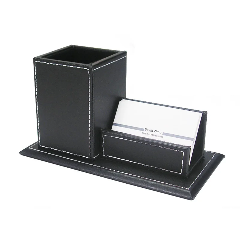 

1PCS PU Leather Multi-Function Desk Stationery Organizer Storage Box Pen, Phone, Business Name Cards Remote Holder