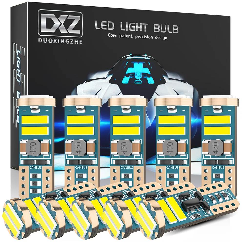 Светодиодные лампы DXZ 10 шт. T10 W5W 6 SMD Canbus 168 194 6000K 12V Белый купол для салона