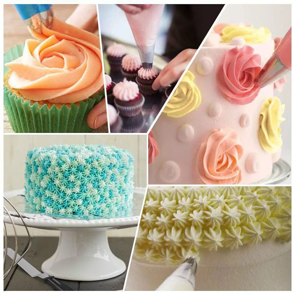 

Baking Cup DIY Cake Decorating Tools Reusable Icing Piping Nozzles Set Pastry Bag Scraper Flower Cream Tips