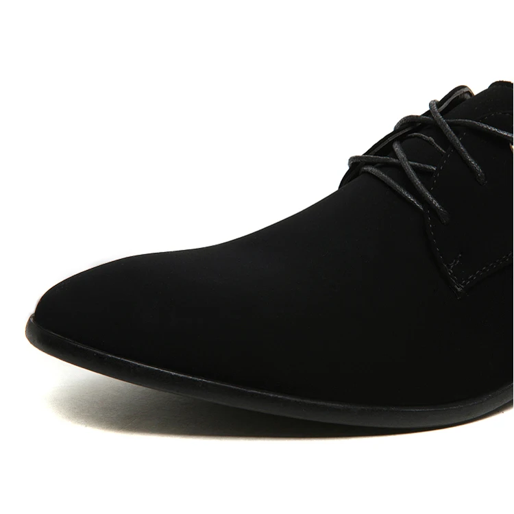 2020 hot sale men's shoes frosted leather black lace-up pointed British simple casual | Обувь