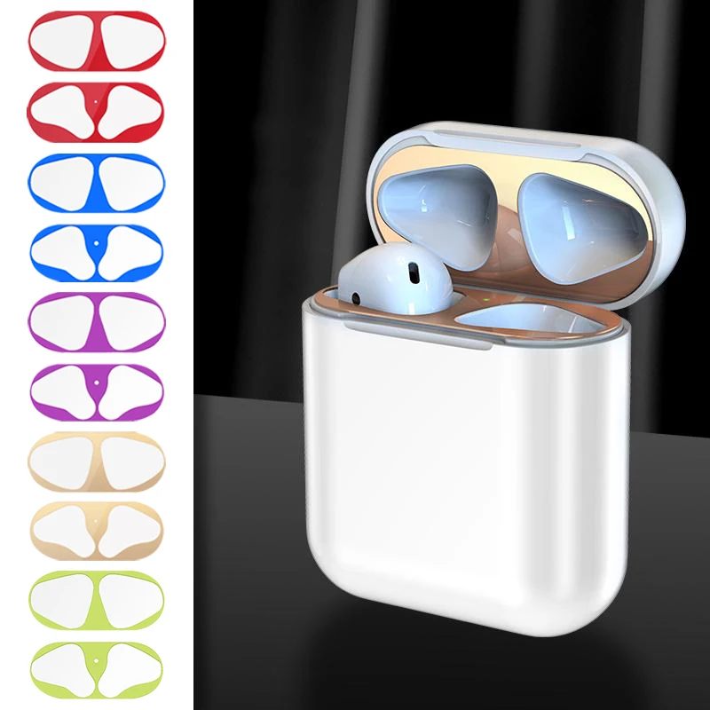 Металлический пылезащитный чехол внутренняя наклейка для Airpods 2 1 защитная s