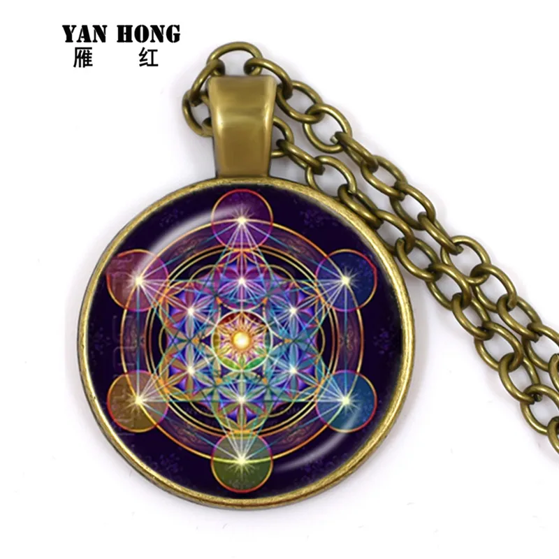 Кулон Metatron в виде священного кубика ожерелье с геометрическим цветком жизни