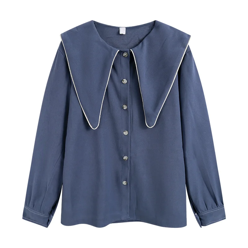Baby collar early design sense niche top women's long sleeve style shirt 2021 new | Женская одежда