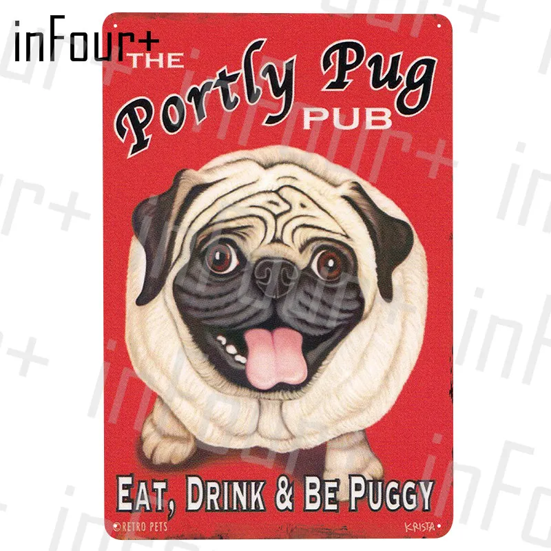 Cute Dogs Metal Plate Tin Sign Plaque Vintage Decor Poster Home Bar Pub Decoration Posters | Дом и сад