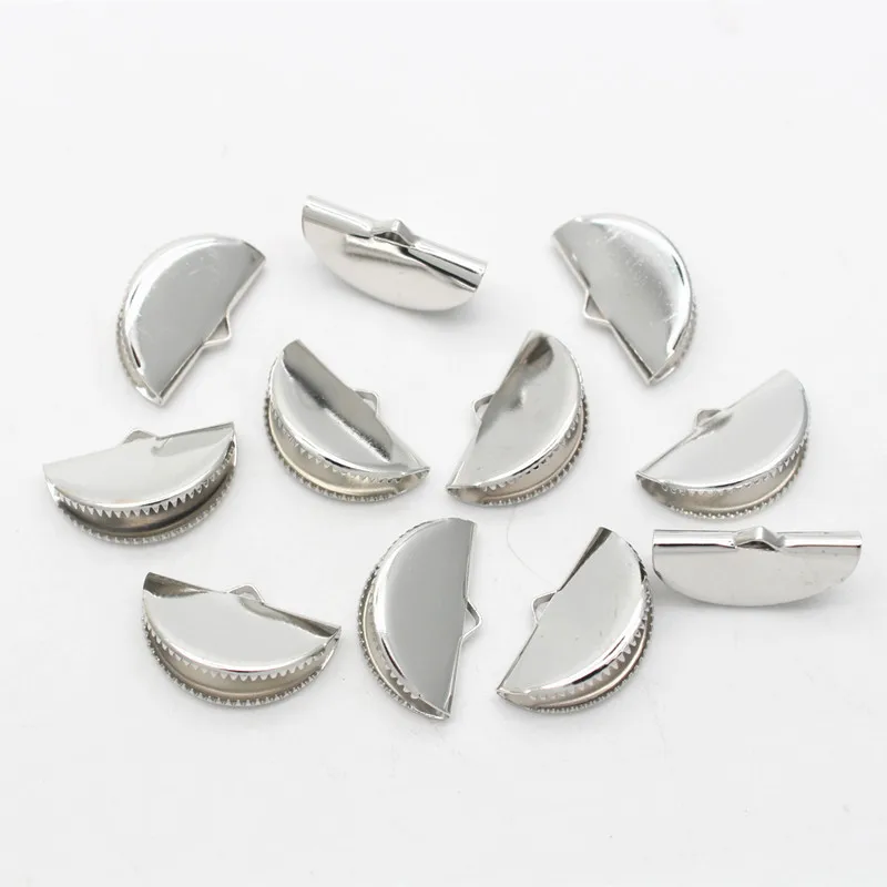 Dull silver 50 шт. 13/15/20/25 мм Металлические сальники торцевыми крышками для кисточкой Кожаный Шнур Конец застежки разъемы застежки для изготовления украшений HK096 - Цвет: Dull silver