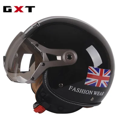 black GXT мотоциклетный шлем, мужские винтажные Ретро 3/4 шлемы, мотоциклетный велосипед, велосипедный скутер, шлемы, шлем ruby - Цвет: black