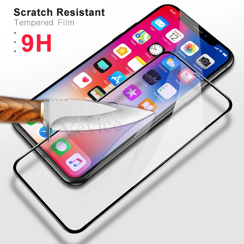 Закаленное стекло 9H для iphone 11 X XS MAX XR полное покрытие Защита экрана iPhone Pro 11Pro Max 6 7 8