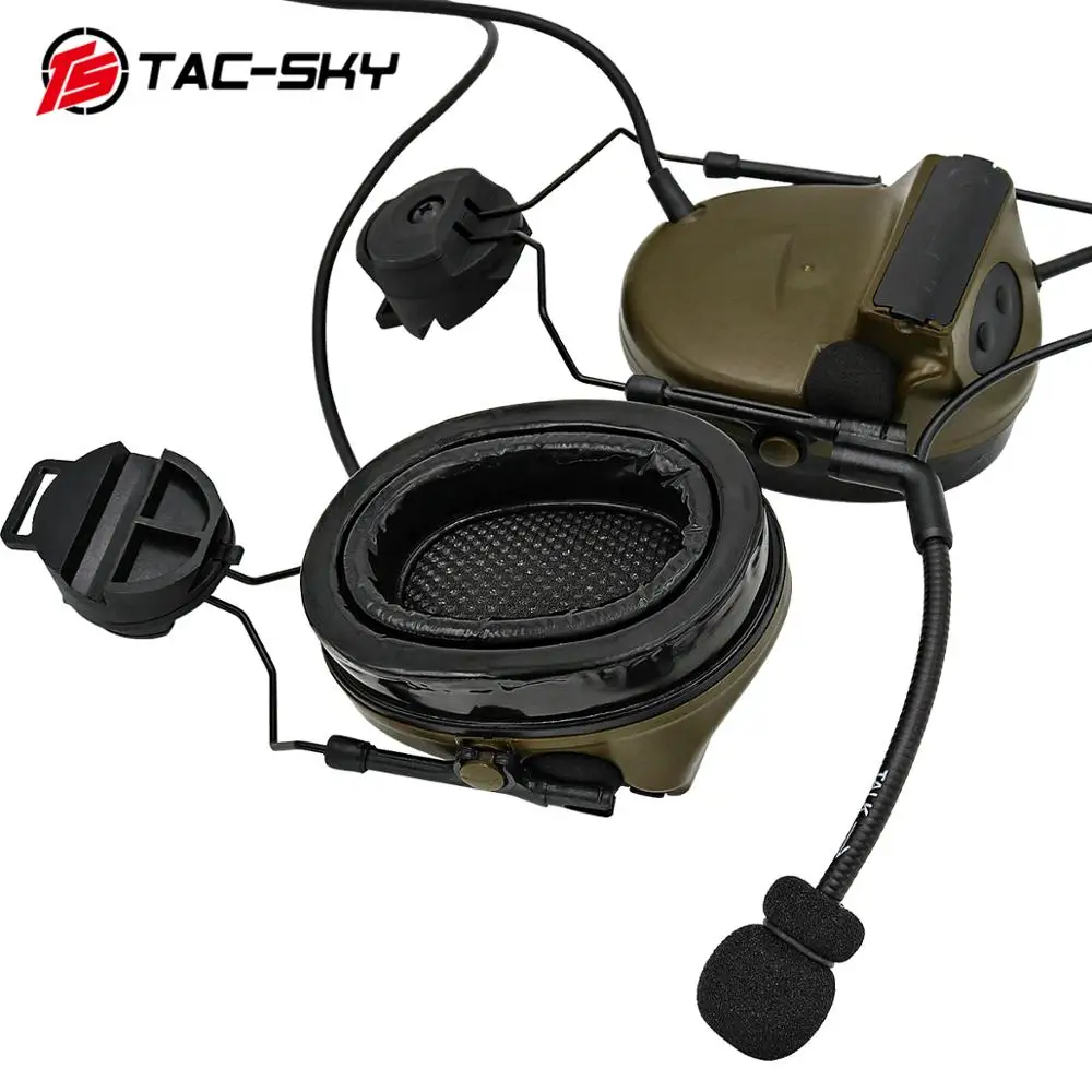 TAC -SKY  COMTAC COMTAC II ARC OPS-CORE helmet track adapter bracket headset Silicone earmuffs tactical shooting headset FG