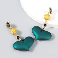 green heart vintage retro drop earrings for women fashion elegant statement party dangle earrings exquisite jewelry gift ht148