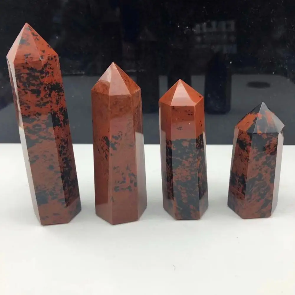 Красная обсидианская башня Wicca лечебные точки Камни натуральные минералы