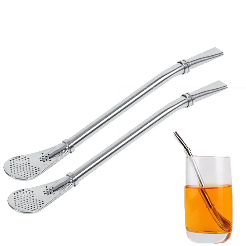 

1PC Stainless Steel Drinking Straw Spoon Tea Filter Yerba Mate Tea Straws Reusable Mixing spoon Tea Tools Bar Accessories