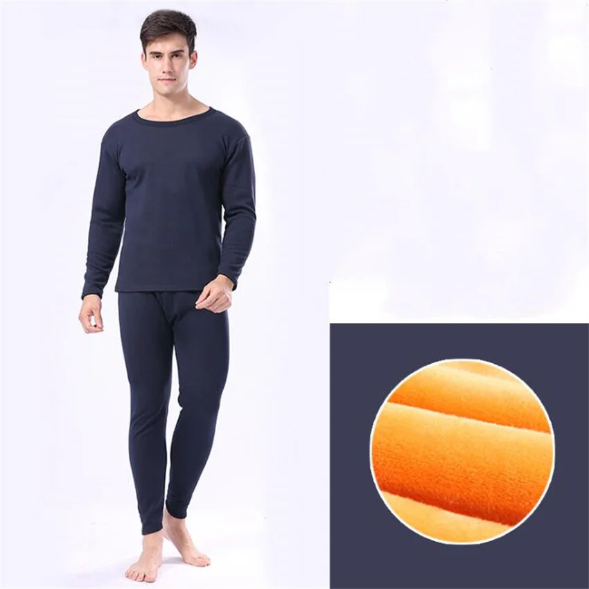

2021 Europe and America men home leisure autumn and winter thick thermal underwear set men's winter pants