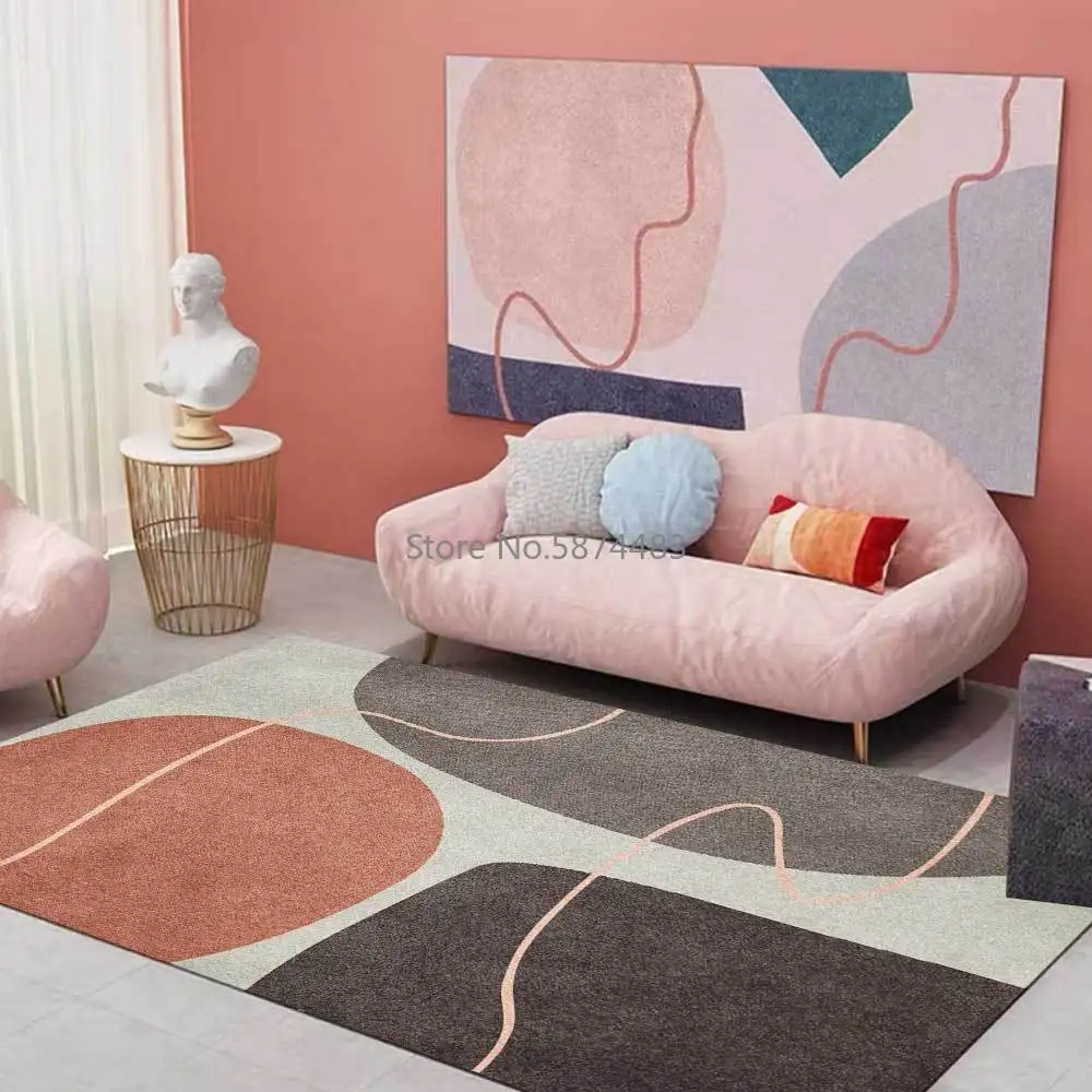 

200*300cm Fashion Modern Ins Morandi Geometric Color Block Living Room Bedroom Bedside Carpet Floor Mat Customization