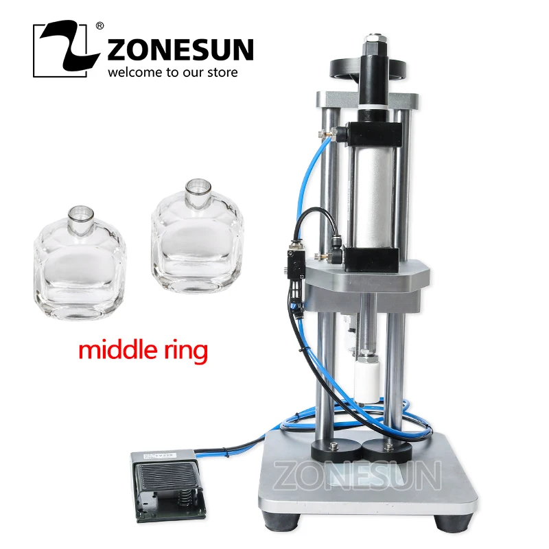 

ZONESUN Pneumatic Perfume Glass Bottle Capping Machine Desktop Perfume Collar Small Bottle Crimping Pressing Machine