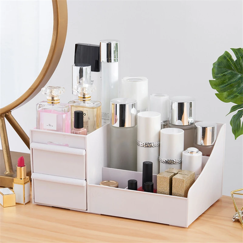 

28.5X17.5X12.5cm Large Capacity Cosmetic Storage Box Makeup Drawer Organizer Jewelry Nail Polish Desktop Makeup Container