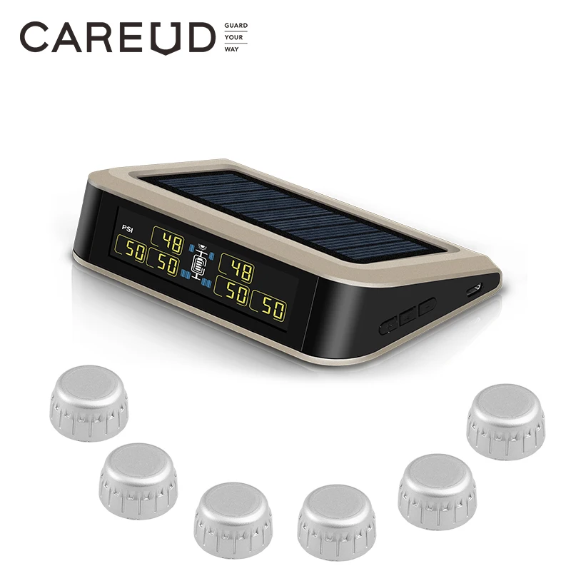 

Беспроводная система контроля давления в шинах CAREUD Solar Bus RV Truck TPMS с 6 внешними/внутренними датчиками макс. 199 PSI