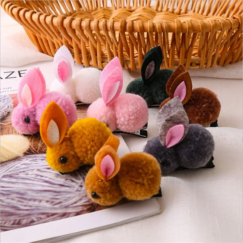 Корейские заколки для волос принцессы милый кролик эластичные резинки зимние