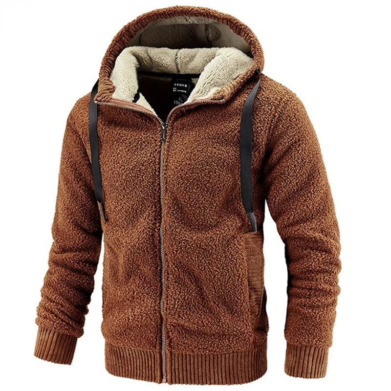 

Men's Fleece Jacket Hooded Large Size Winter Parka Men Windbreakers Thick Warm Anorak 2021 Husband Autumn Black Fur Coat Male
