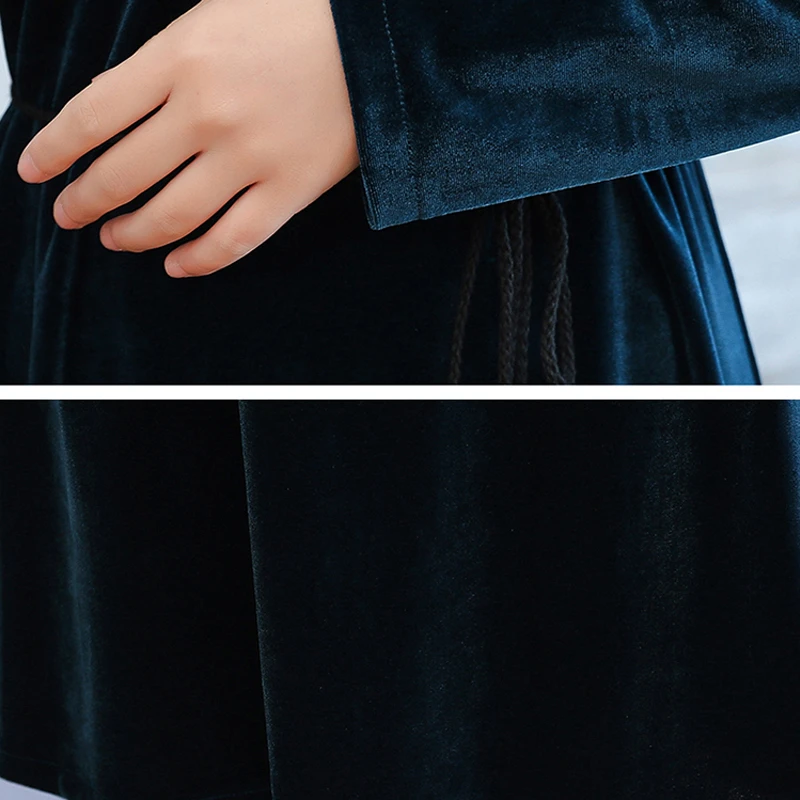 

Vintage Sexy V-neck Solid Autumn Dress Women Casual Hollow Out Long Sleeve Knee-Length Dress A-line Party Ladies Dresses 2020