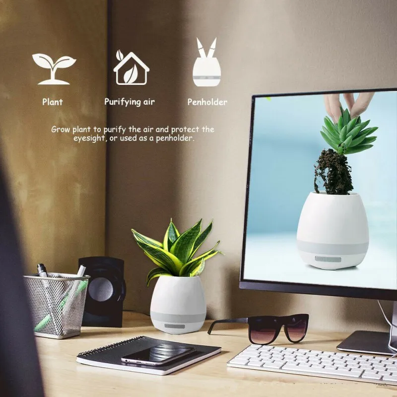 3 в 1 беспроводной Bluetooth динамик музыкальный цветочный горшок Ночной светильник