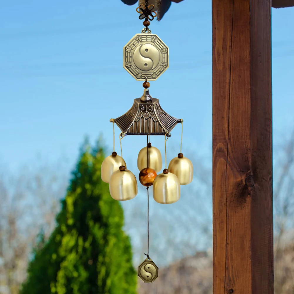 Колокольчик Lucky Wind Chime s фэн шуй восемь триграмм Чистый медный колокольчик хороший
