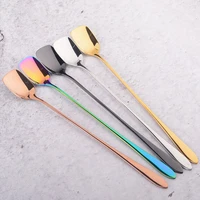 long spoon for coffee 304 stainless steel colorful stirring milk teaspoon dessert ice cream spoon cutlery kitchen bar tools
