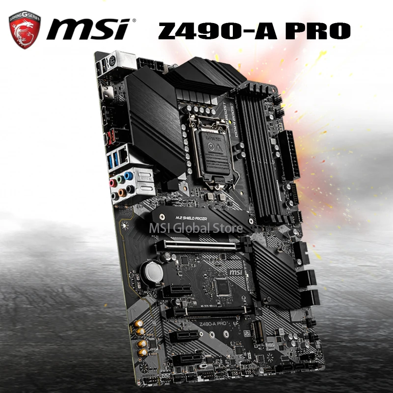 Verkauf MSI Z490-A PRO ProSeries ATX Motherboard 10th Gen Intel Core LGA1200 DDR4 Dual M.2 Desktop Intel Z490 Placa-Mãe 2,5G LAN ATX Neue