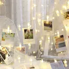 Светодиодная гирлянда с держателем для карт и фото, Сказочная гирлянда, лампа для рождества, Нового года, свадьбы, вечеринки, украшение, праздничная лампа на батарейках