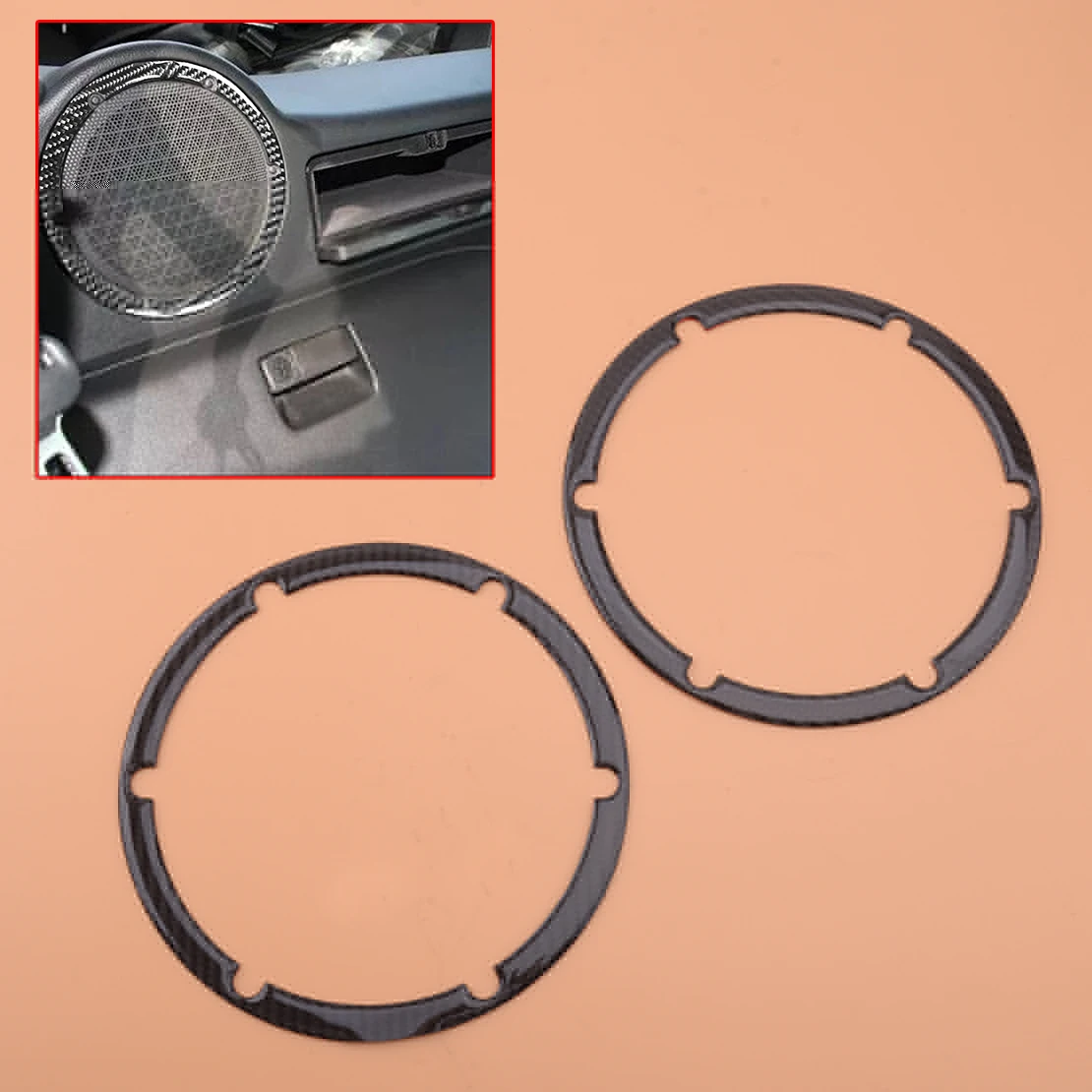 CITALL 2 шт. углеродное волокно Автомобильный задний аудио динамик кольцо отделка