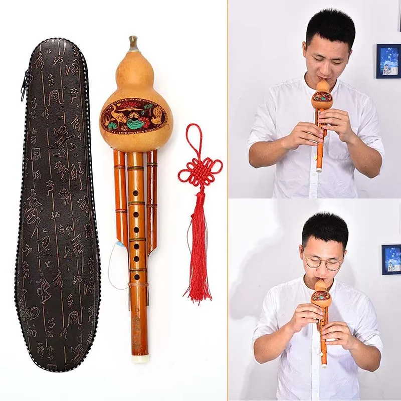 

IRIN Bamboo Hulusi Gourd Cucurbit Flute Chinese Handmade Ethnic Musical Instrument Key Of C With Case For Beginner Music Lovers