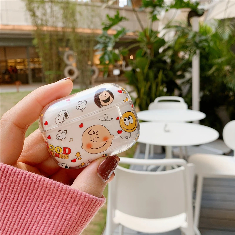 Для AirPods Pro мультфильм Charlie Peanuts собака Bluetooth гарнитура наушники Прозрачный жесткий чехол для AirPods 1 2 3 Крышка для наушников