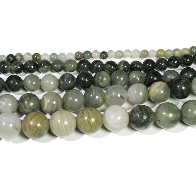 Green Hair Stone Лучшие натуральные Агаты аметистами тигровый глаз бусины из Лабрадорита каменные бусины для самостоятельного изготовления ювелирных изделий браслет Цепочки и ожерелья 4/6/8/10 мм - Цвет: Green Hair Stone