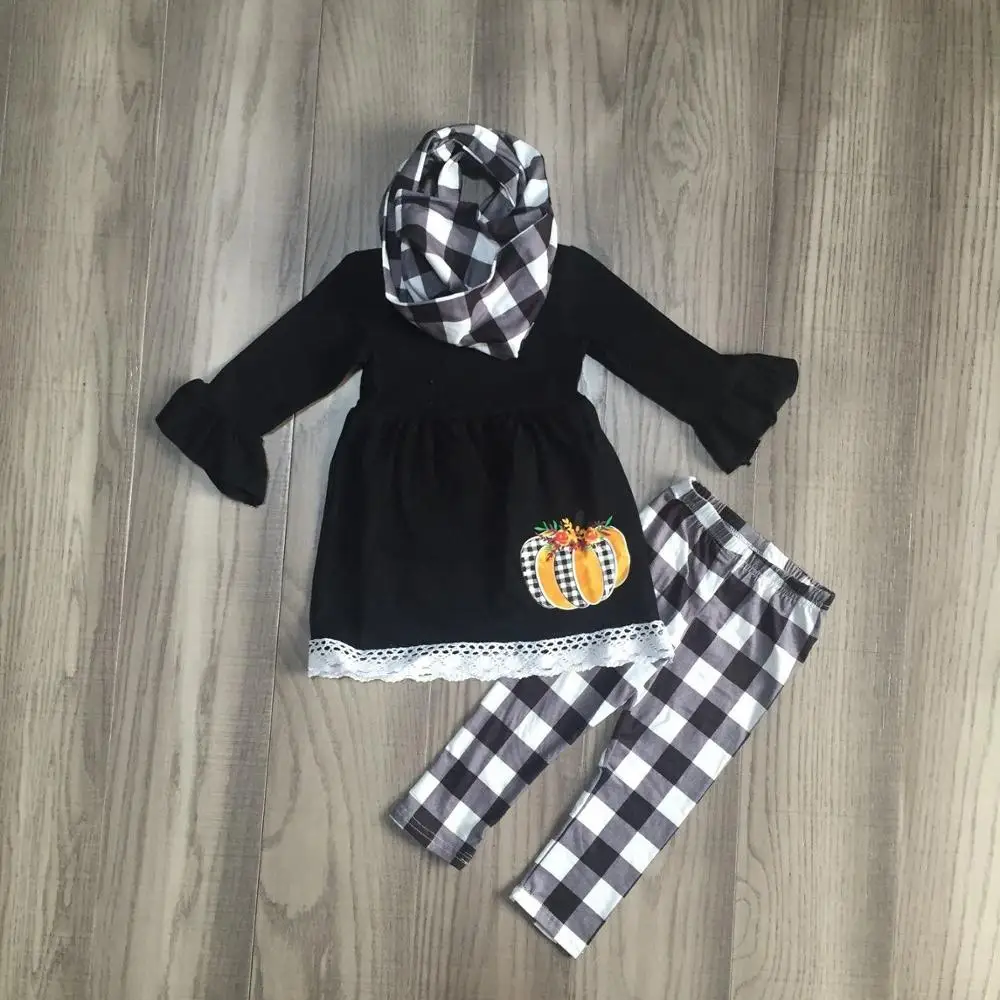 Осенняя одежда Комплекты из 3 предметов для девочек с шарфом комплекты принтом