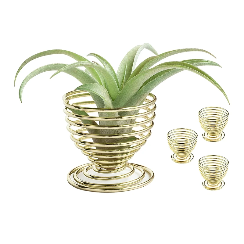 

4 Pack Air Plants Holders, Air Plant Wall Hanger, Display Stand, Tabletop Container Golden (NO Plants Included)