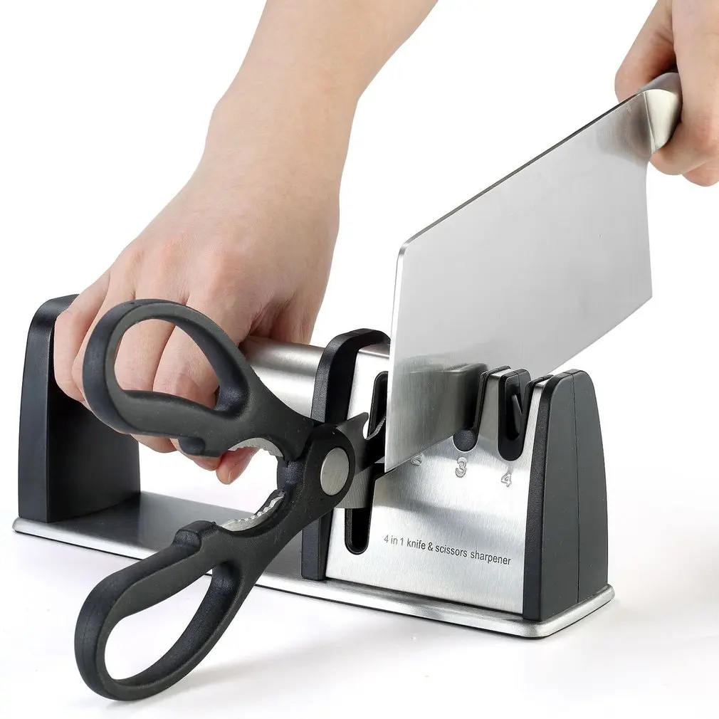 

Knife Sharpener 4 In 1 Professional Kitchen Sharpener For Knives And Scissors Sharpening 4 Stages Sharpening Tool