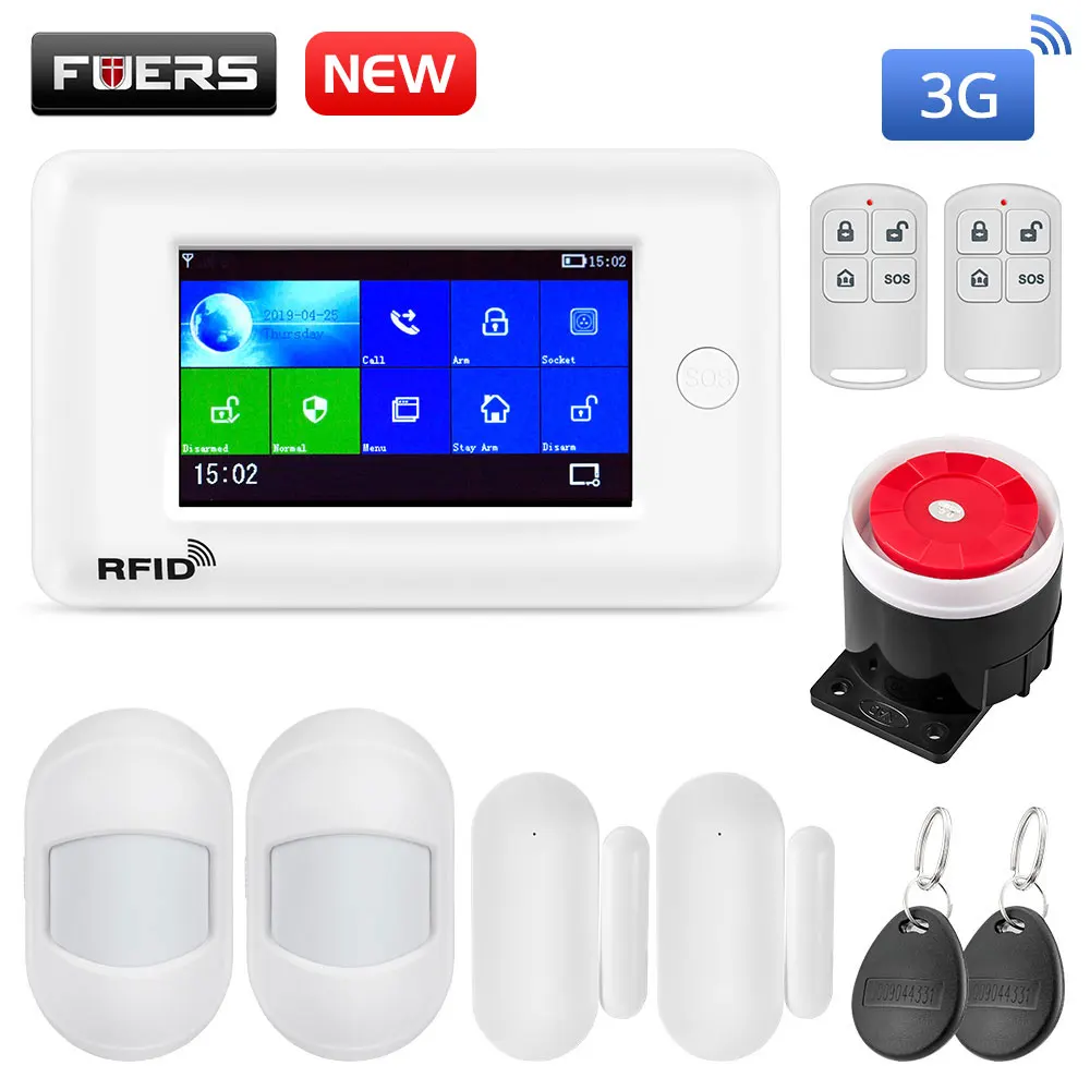 KIT 2 Fuers wifi 3g Умный дом Охранная сигнализация Мини PIR датчик движения Противоугонная система 4,3 дюймов цветной экран приложение дистанционное управление - Цвет: KIT 2