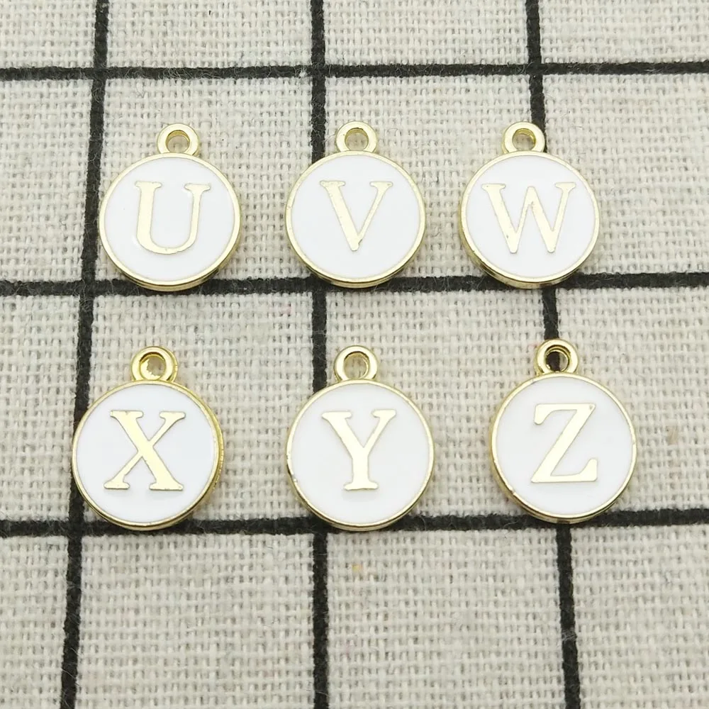 

10pcs white enamel double side letter alphabet charms for jewelry making earring charm bracelet charm necklace pendant 11x14mm