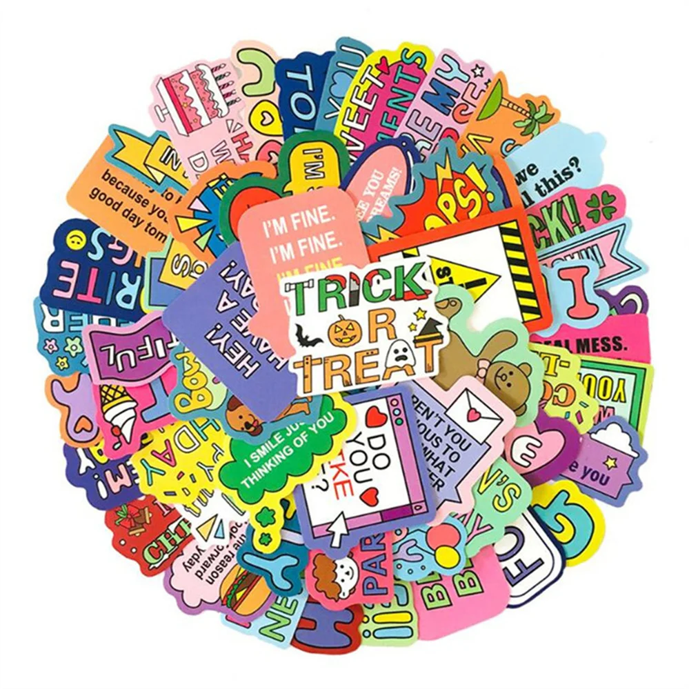 

10/30/50 PCS Cartoon Color Letter Cute Bear Mobile Phone Case Graffiti Diary Decoration Waterproof Sticker Toy Wholesale