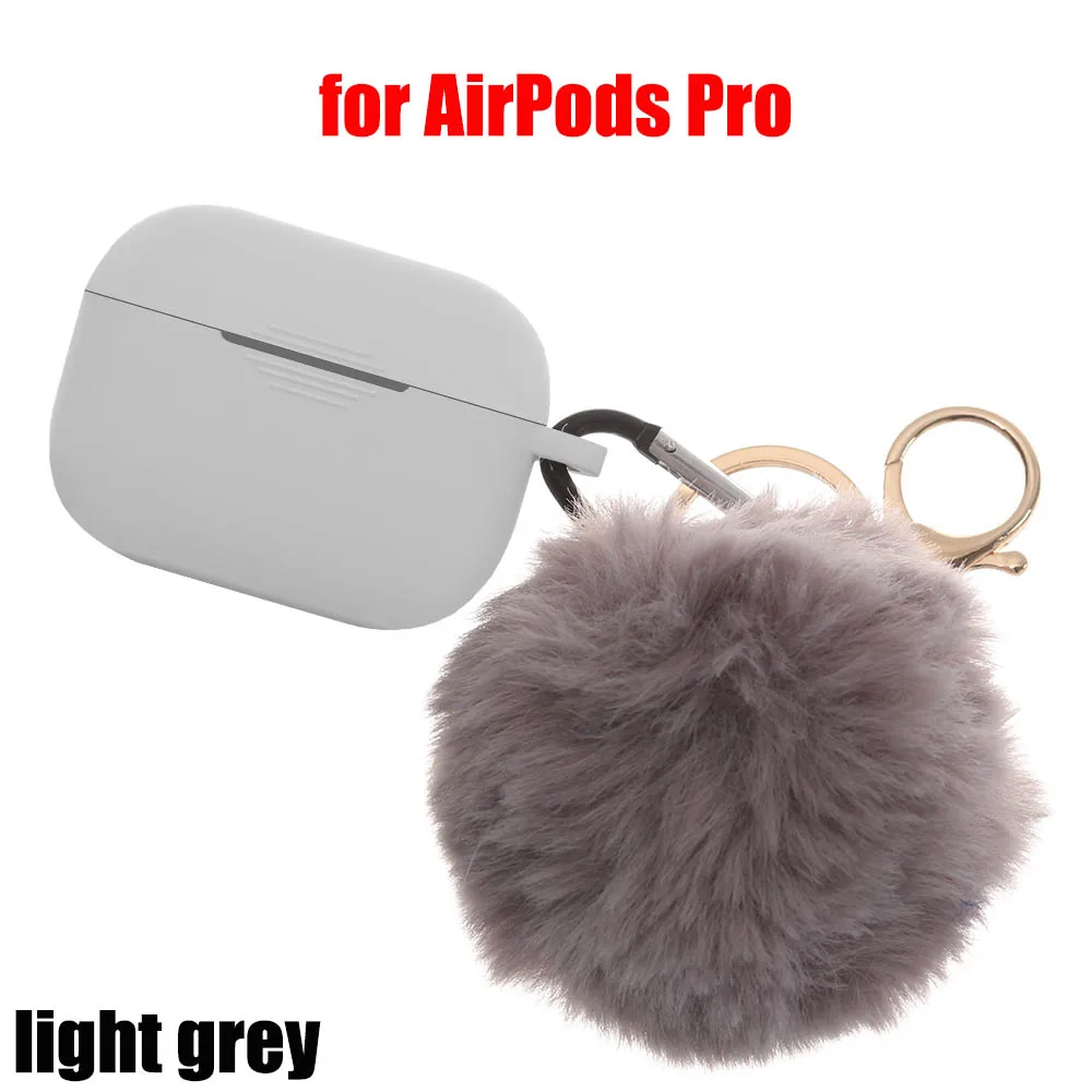 Модный защитный чехол для Air Pods 1/2, чехол для наушников, силиконовый чехол с защитой от падения, милый меховой шарик, брелок для Airpods/Airpods Pro - Цвет: LH for AirPods Pro